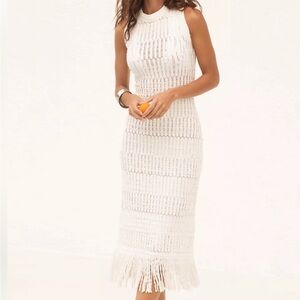NWT White Fringe Anthropologie Midi Coverup